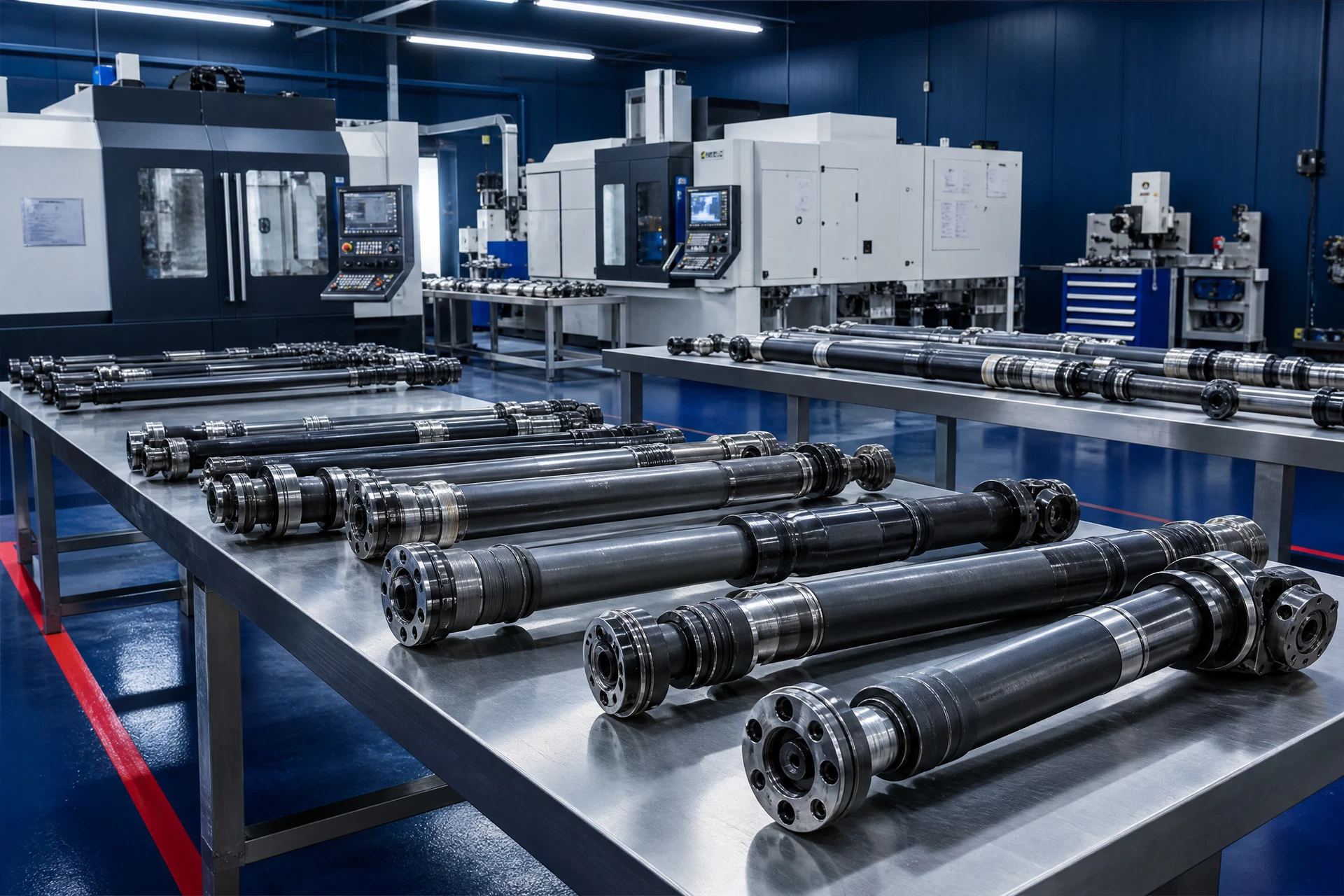 Drive shaft assemblies in factory inspection workshop